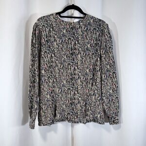 Laura & Jayne Collection Blouse Women's Size 16 Colorful Artsy Abstract 100%Silk